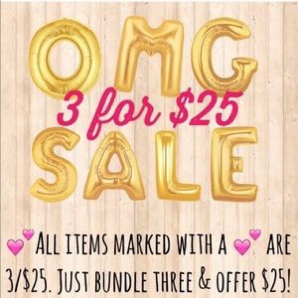 Anything with 💕💕💕  3 for $25 when you bundle!